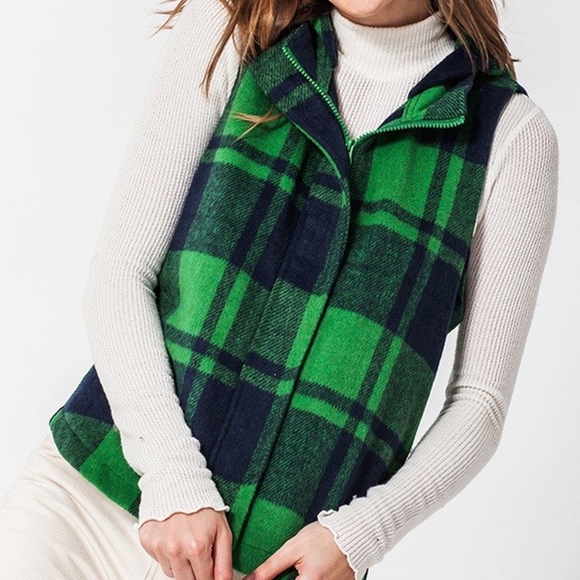 Annie K Boutique Jackets & Blazers - BUFFALO PLAID VEST WITH HOOD
